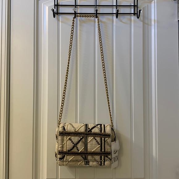 Zara Beaded Off-White Crossbody Bag - Picture 10 of 14